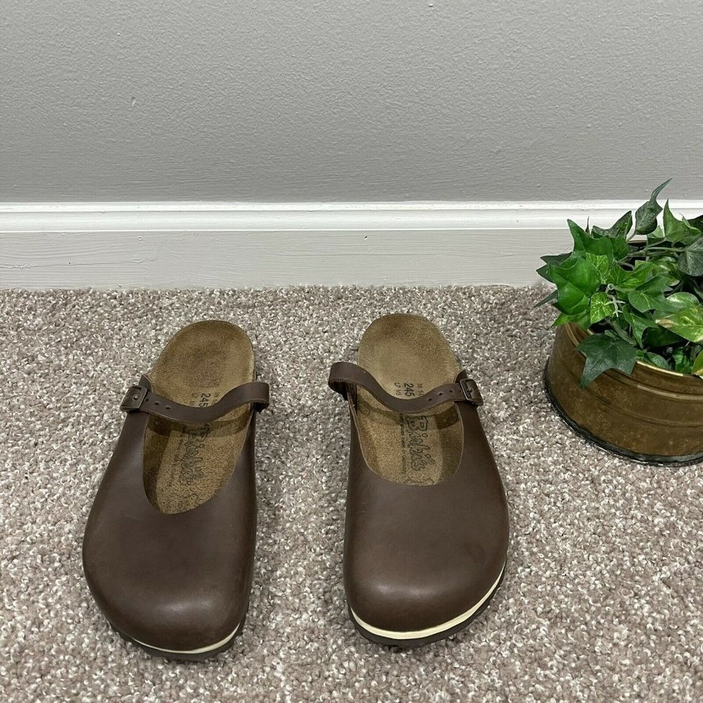 Birkis Birkenstock Women's ROSEMEAD Brown Leather Mary Jane Mule Clogs Size 7 - Picture 8 of 10